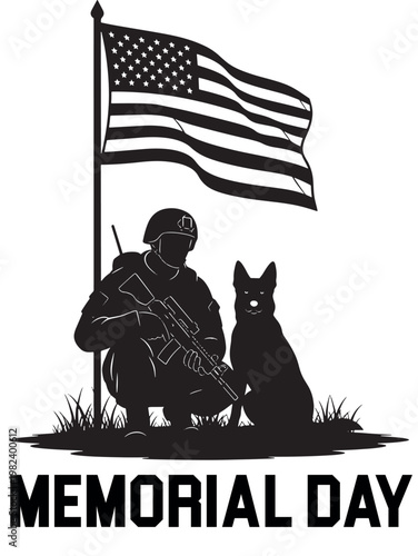 Honoring heroes a memorial day tribute with american flag soldier and canine companion