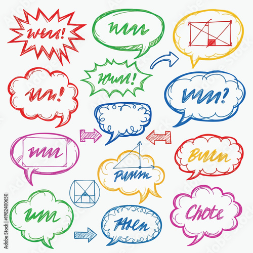 Colorful Speech Bubbles with Different Messages for Communication or Conversation Concept