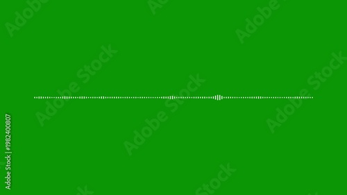 Abstract white signal wave, sound frequency animation, bright green screen, 4k music visualizer, electronic audio equalizer, voice record signal, digital beat visualization video.