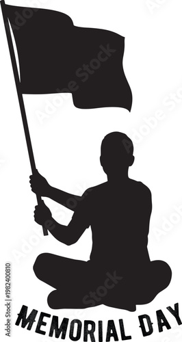 Memorial day remembrance silhouette of a person with flag honoring fallen heroes