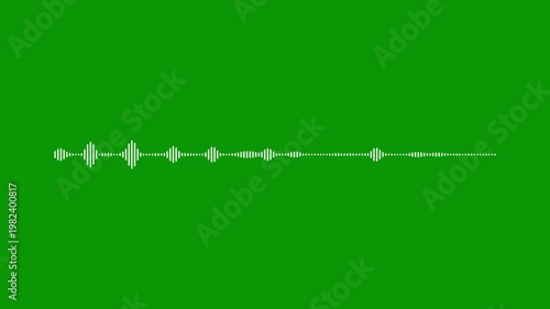 Crisp white sound wave, audio frequency visualizer, green screen overlay, 4k music equalizer, digital voice animation, abstract sound spectrum, high definition audio motion art.