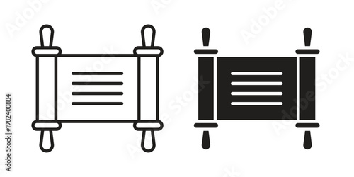 Scroll Torah icon set. line art vector icon for apps and websites