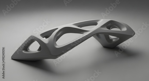 Sculptural drawer handle prototype 3D printed matte polymer industrial design render