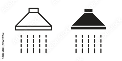 Shower down icon set. line art vector icon for apps and websites