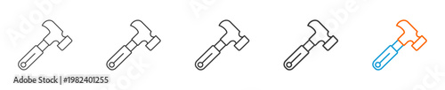 Hammer icon set multiple style collection	

