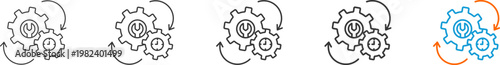fixing process icon set multiple style collection	
