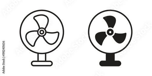 Table Fan icon set. line art vector icon for apps and websites