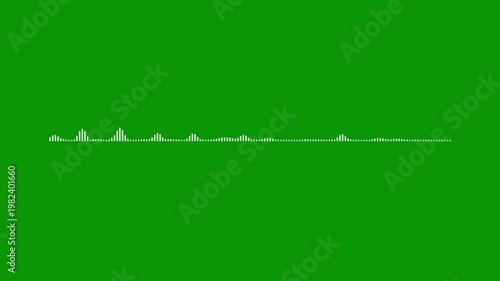 Crisp white sound wave, audio frequency visualizer, green screen overlay, 4k music equalizer, digital voice animation, abstract sound spectrum, high definition audio motion art.