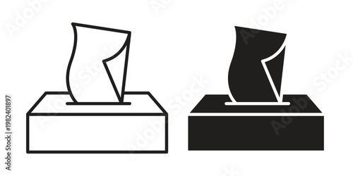 Tissue box icon set. line art vector icon for apps and websites