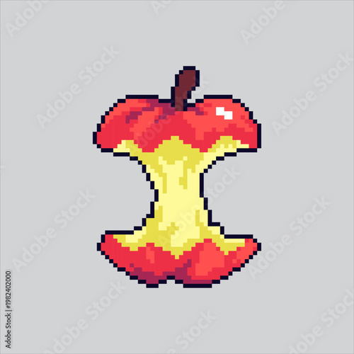 Pixel art illustration Leftover Apple. Pixelated Eaten Apple. Eaten Leftover Apple Icon pixelated for the pixel art game and icon for website and video game. old school retro.