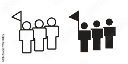 Tour guide people icon set. line art vector icon for apps and websites