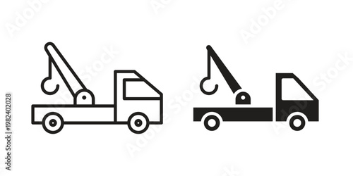 Tow truck icon set. line art vector icon for apps and websites