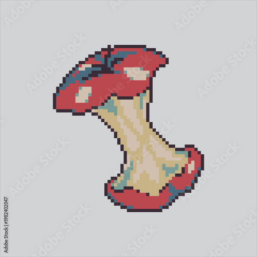 Pixel art illustration Leftover Apple. Pixelated Eaten Apple. Eaten Leftover Apple Icon pixelated for the pixel art game and icon for website and video game. old school retro.