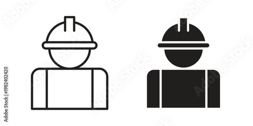 User helmet safety icon set. line art vector icon for apps and websites