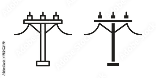 Utility pole icon set. line art vector icon for apps and websites
