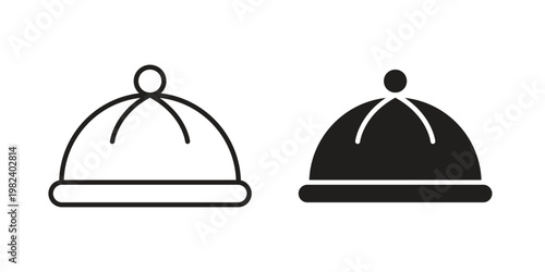 Winter hat icon set. line art vector icon for apps and websites