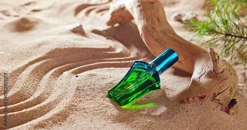 Fresh blue perfume as holiday summer scent.