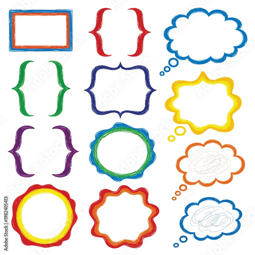 Colorful Collection of Empty Speech and Thought Bubbles for Creative Design and Communication Projects