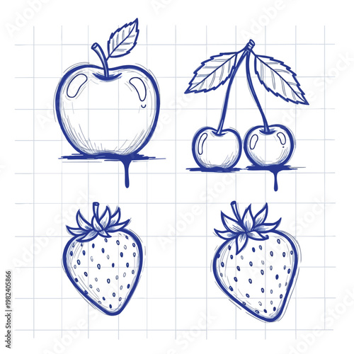 Fresh and Juicy Hand Drawn Fruit Illustration for Food and Nature Themes