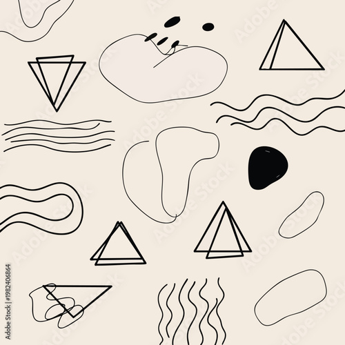 Modern Abstract Line Art Illustration with Geometric Shapes and Minimalist Elements