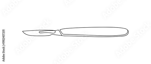 continuous line style scalpel Minimalist vector illustration isolated on white background Editable stroke.