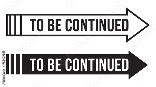 To be continued banner with filmstrip and arrow design for storytelling and presentation slides