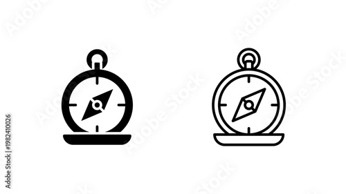 Vintage compass icon. outline glyph flat filled line style