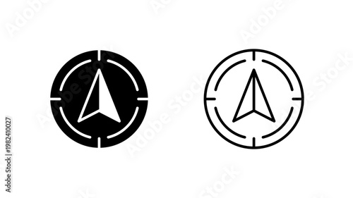 Arrow compass icon. outline glyph flat filled line style