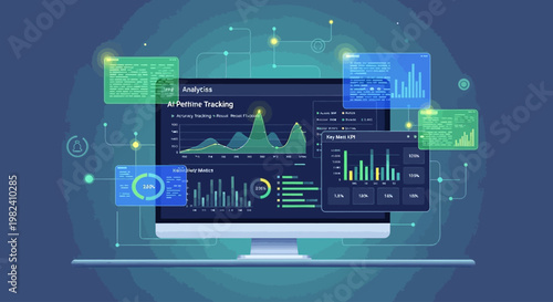 Digital screen displaying advanced data analytics and performance tracking dashboard.