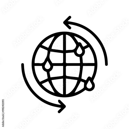 Global Water Cycle Outline Icon