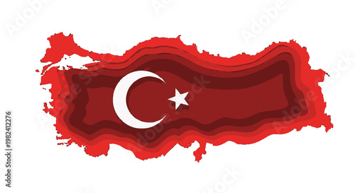 Turkish flag on a map background.