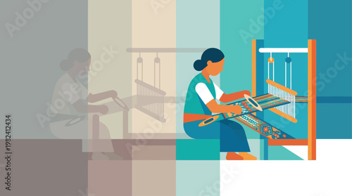 A compelling flat design illustration depicting the hopeful revival and restoration of traditional lost cultural arts, symbolizing renewed interest and preservation efforts.