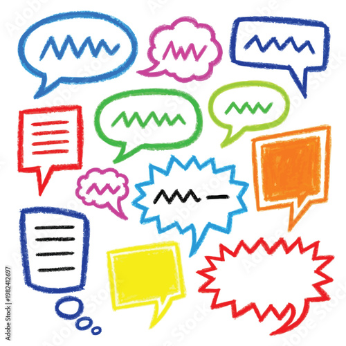 Colorful Thought Bubbles and Speech Clouds for Creative Communication Concepts