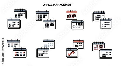 Multiple calendar icons for office.