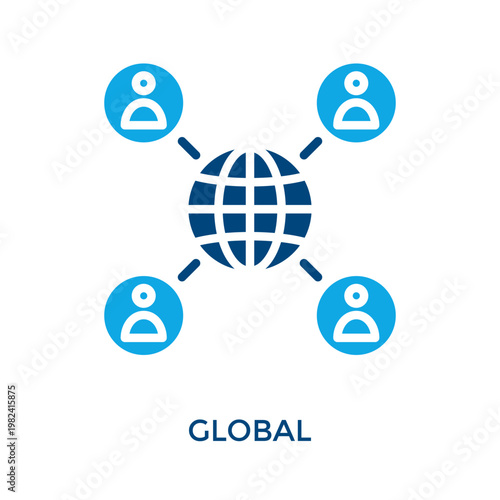 Global Icon Dual Tone Style. Vector Illustration For Graphic Design
