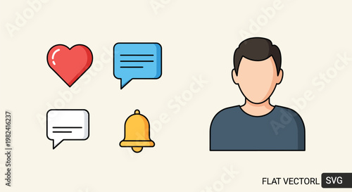 Flat Vector Illustration Man Chat.