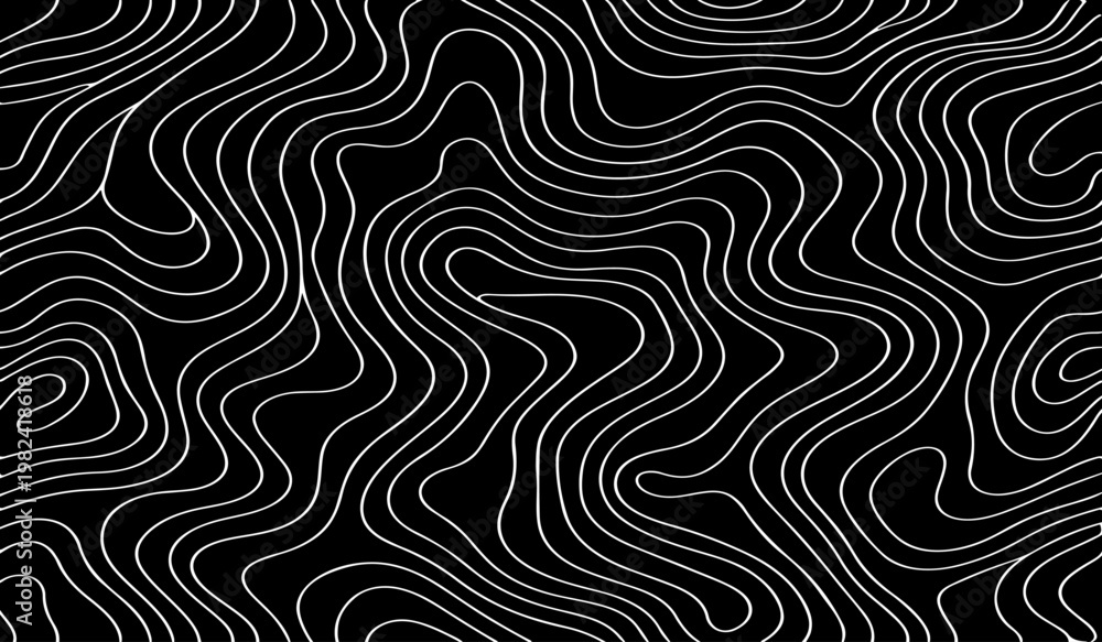 Fototapeta premium topographic contour map, abstract terrain lines, monochrome vector design, Ideal for backgrounds, posters, wallpapers.