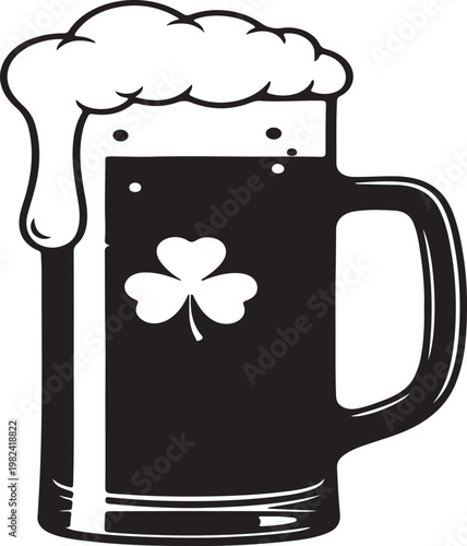 Mug of beer with foam on green background vector illustration of cold alcoholic drink for pub celebration party icon