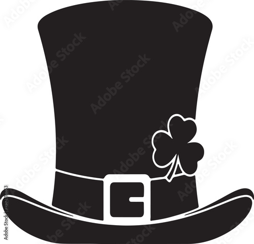 Black top hat with bow illustration isolated on white background fashion magician accessory vector icon