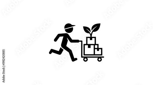 Delivery Person Delivering Green Boxes