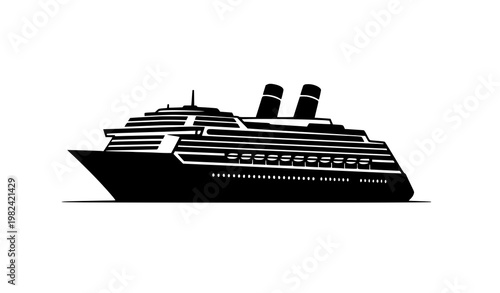 Cruise ship vector icon isolated black silhouette on white background
