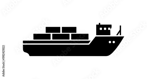 Contemporary Cargo Ship Vector Illustration