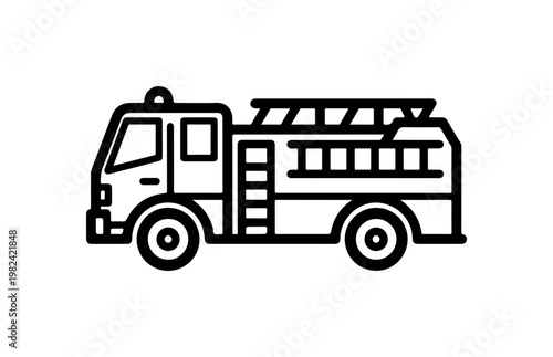 Minimalist Fire Truck Vector Illustration