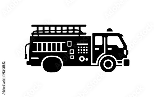 Fire Truck Vector Illustration - Emergency Vehicle Icon