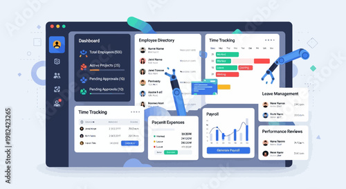 User interface design for employee management and time tracking software dashboard.
