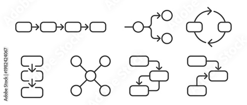 workflow icons set line style flowchart process diagram vector illustration on transparent background
