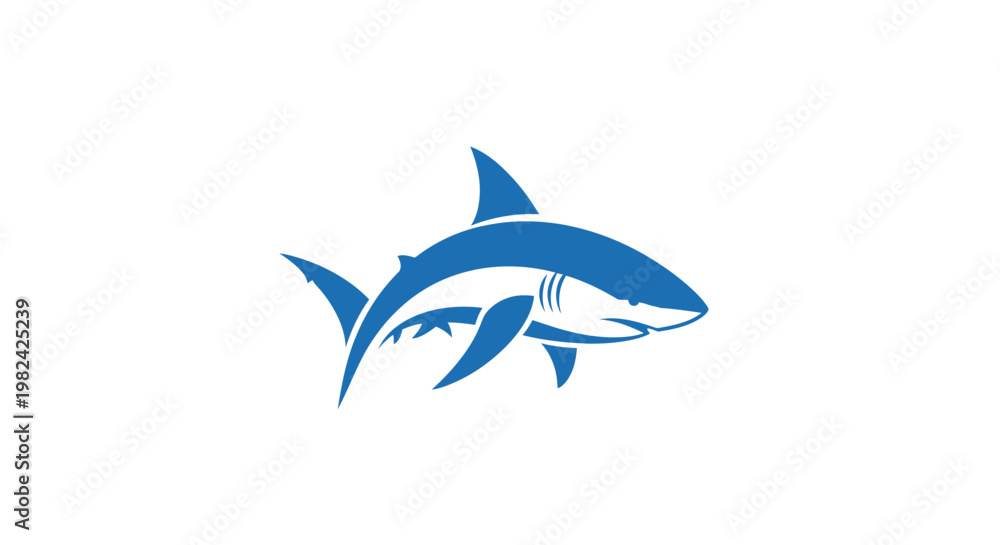 Obraz premium Blue Shark Silhouette Ocean Creature.