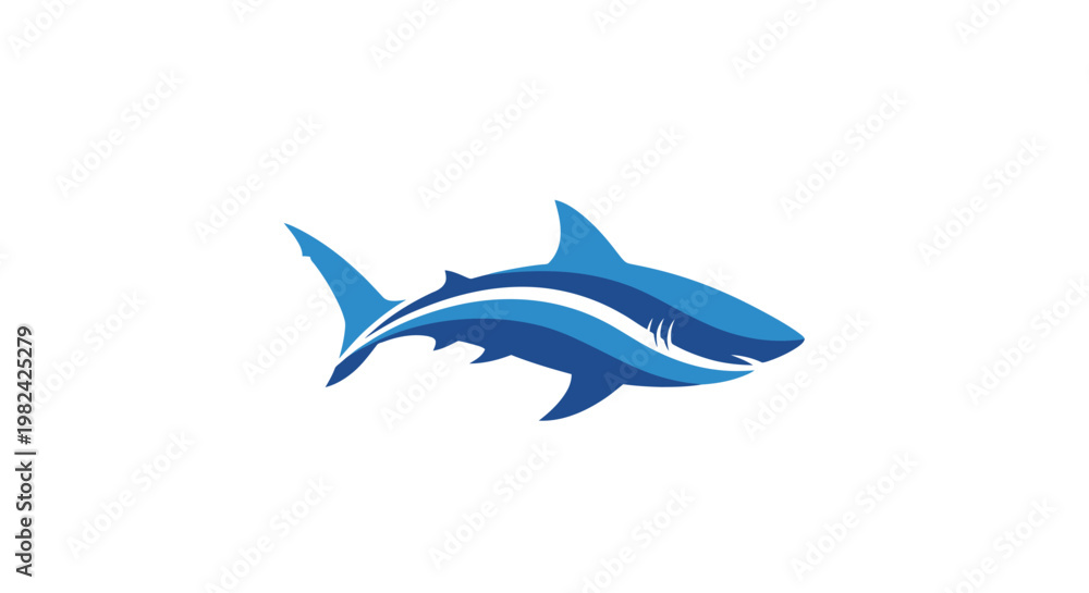 Fototapeta premium Blue shark swimming in ocean waters.