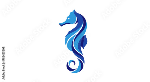 Blue Seahorse Marine Animal Illustration.