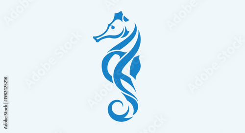 Blue Seahorse Ocean Creature Design Element.